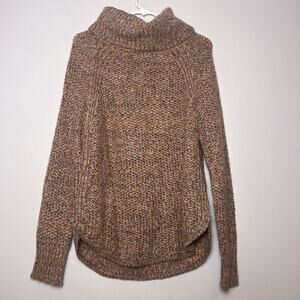 PrAna Women's Wool Alpaca Blend Cable Knit Cowl Neck Sweater Multicolor Sz M